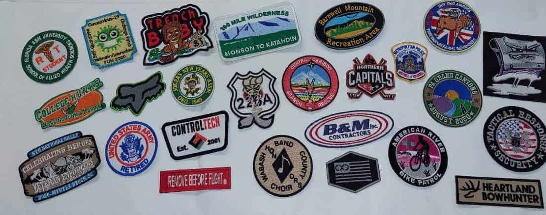 bulk set of custom made embroidery logo banner